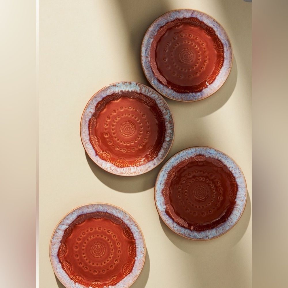 Anthropologie NWT Old Havana Bread Plates in Spice (set of four)